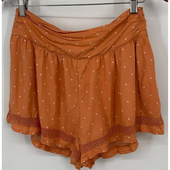 Roxy Short Size Small Rust Boho Dreams Flowy Viscose Festival Crochet Women New - Picture 1 of 8